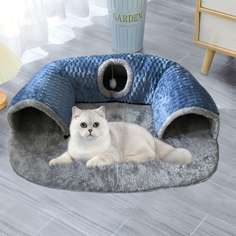 Túnel e cama aconchegantes para gatos