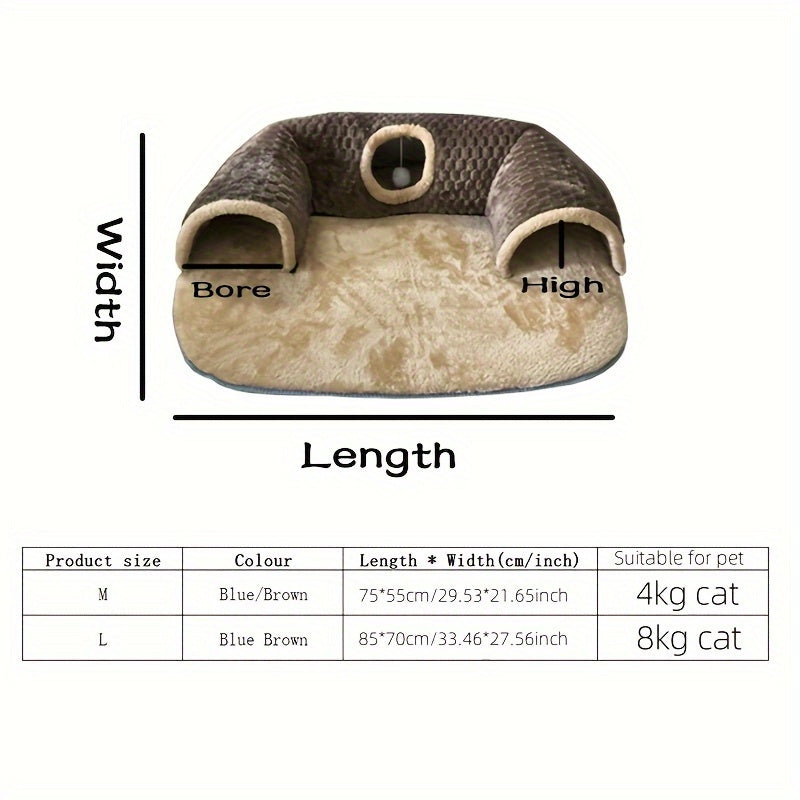 Túnel e cama aconchegantes para gatos