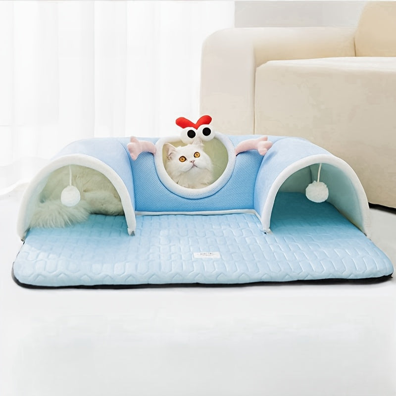 Tunnel pour chat avec tissu en fibre