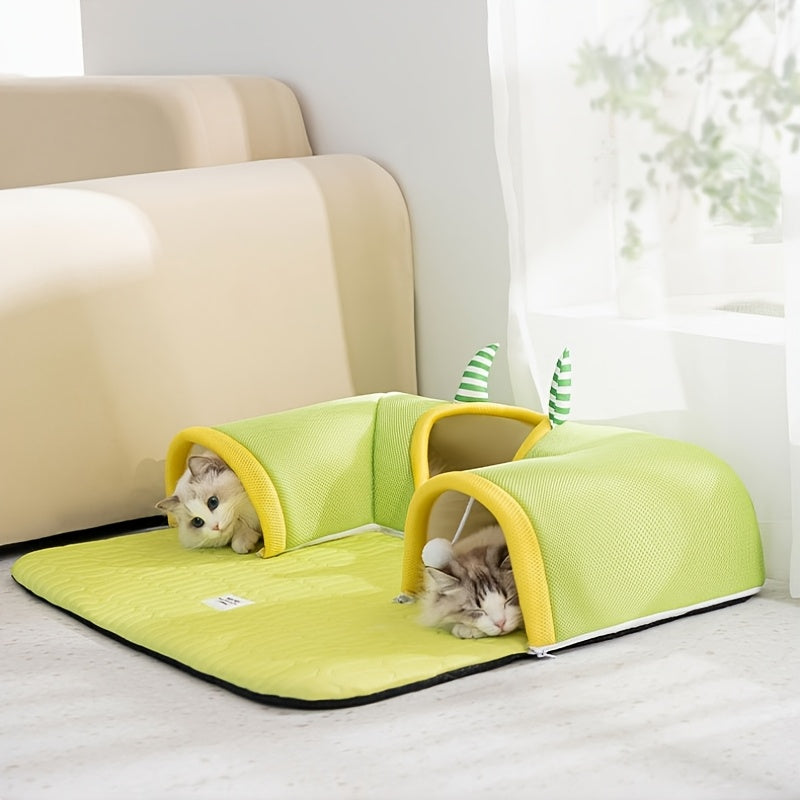Tunnel pour chat avec tissu en fibre