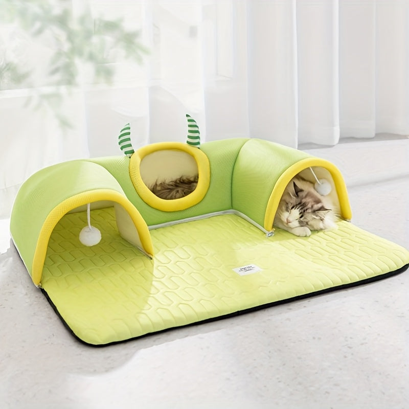 Tunnel pour chat avec tissu en fibre