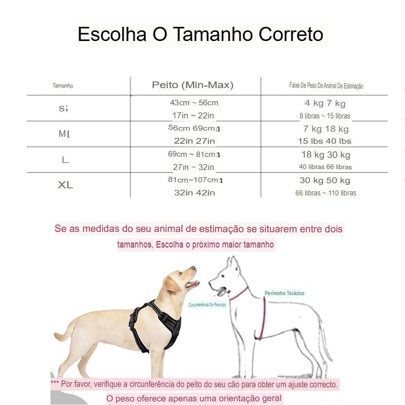 Large Dog Chest Harness with Reflector