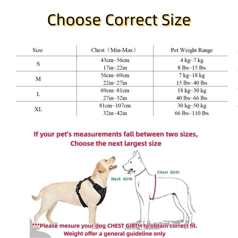 Large Dog Chest Harness with Reflector