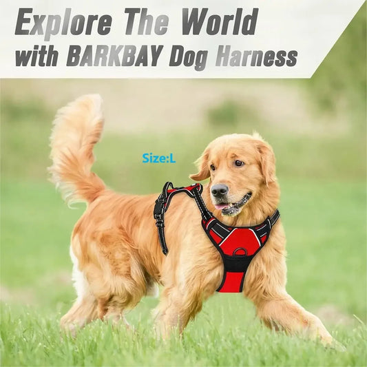 Anti-pull chest harness with reflector for large dogs