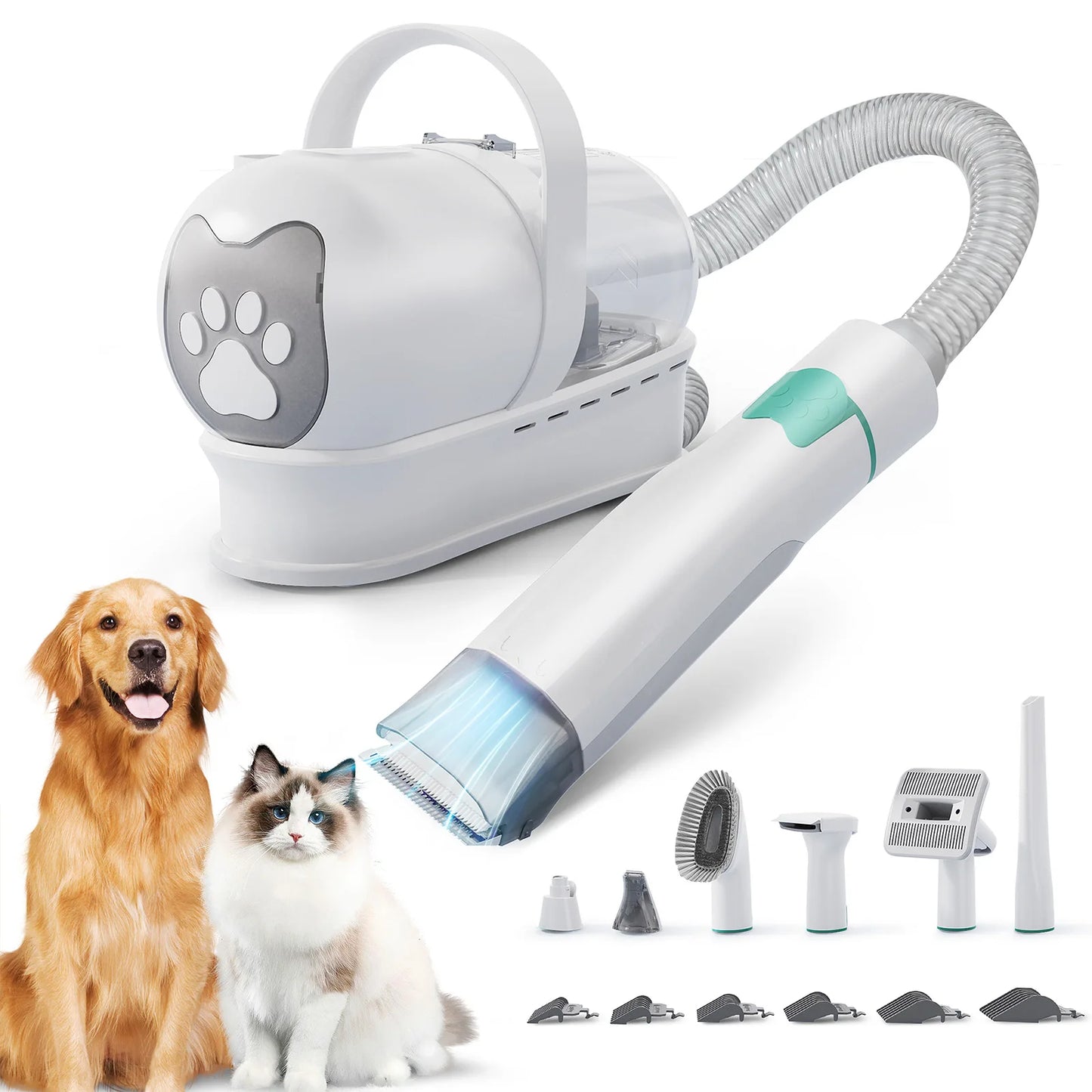 Kit de higiene com aspirador com coletor de pó para animais de estimação 7 em 1