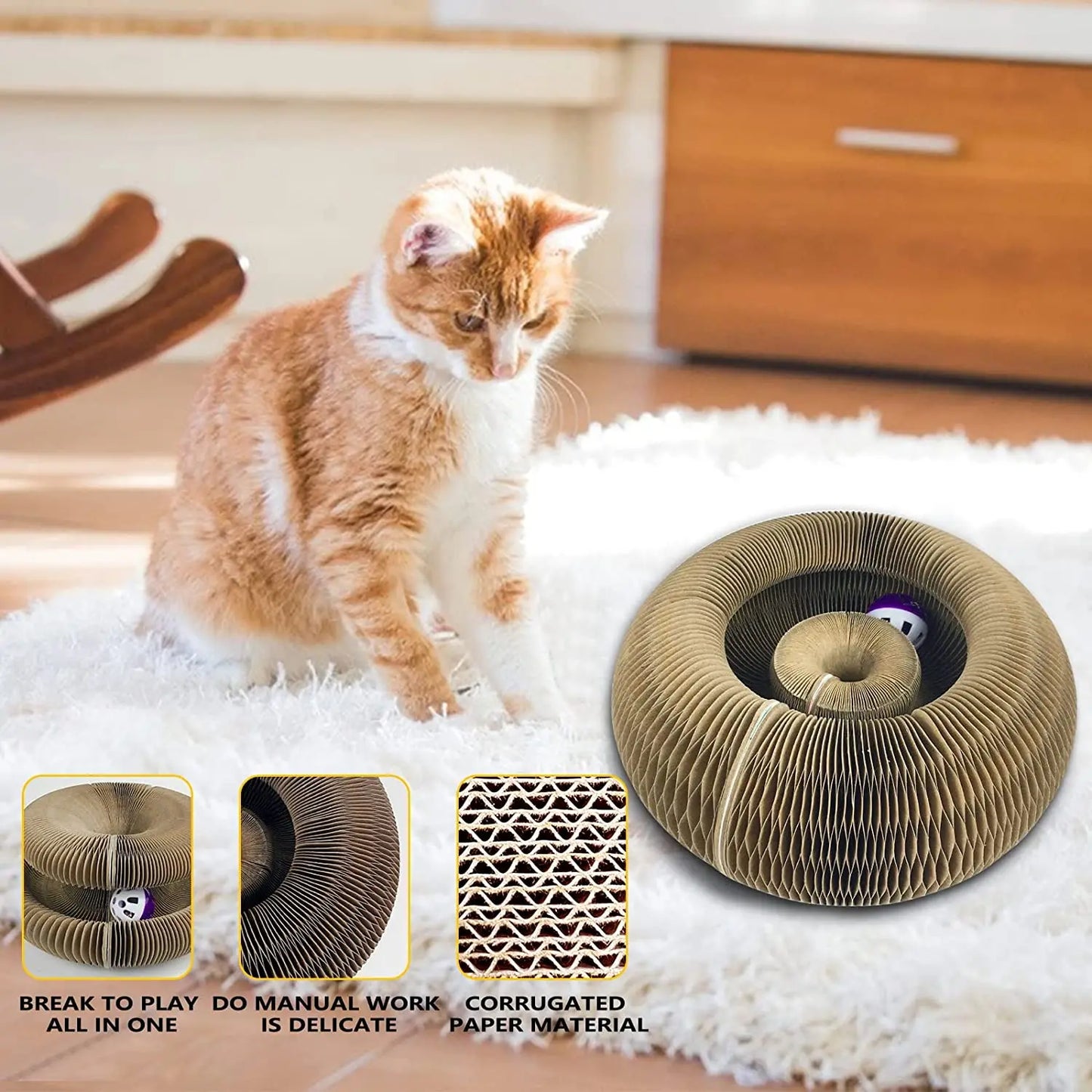 Jouet à gratter rond et ondulé pour chat
