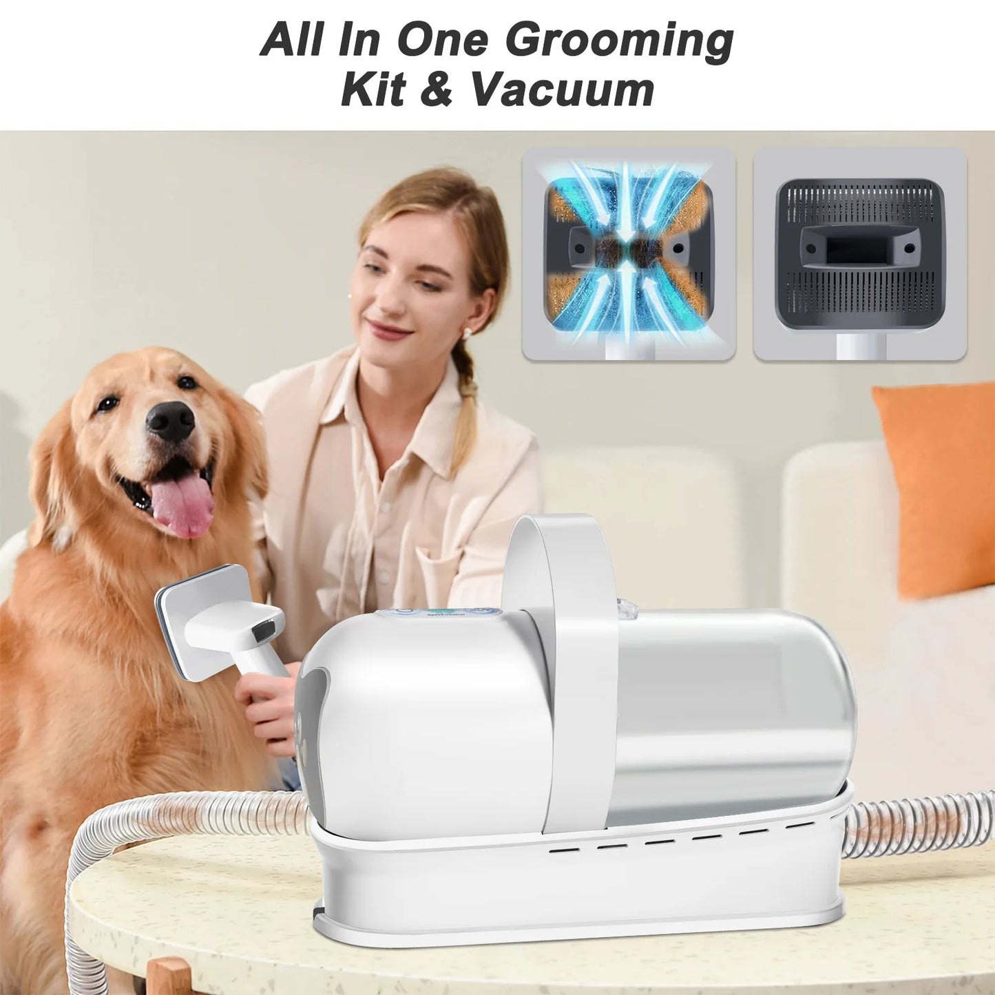 Kit de higiene com aspirador com coletor de pó para animais de estimação 7 em 1