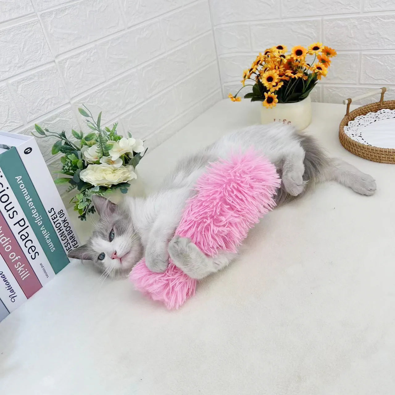Plush feather toy for cats
