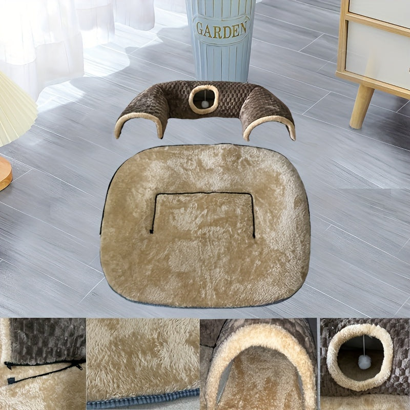 Túnel e cama aconchegantes para gatos