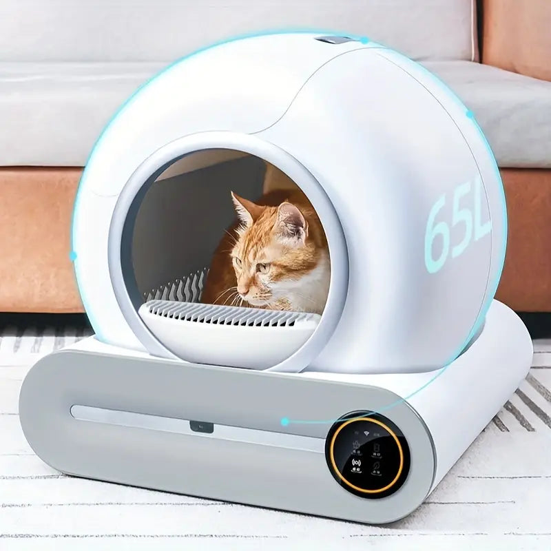 Caixa de areia para gatos autolimpante DOEL 65L App Control 2.4G WiFi
