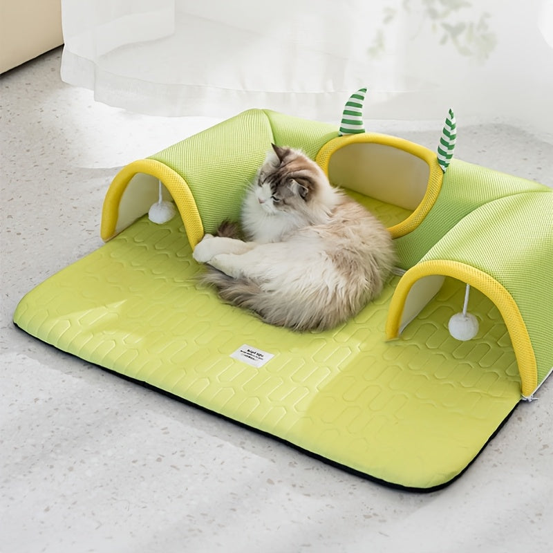 Tunnel pour chat avec tissu en fibre