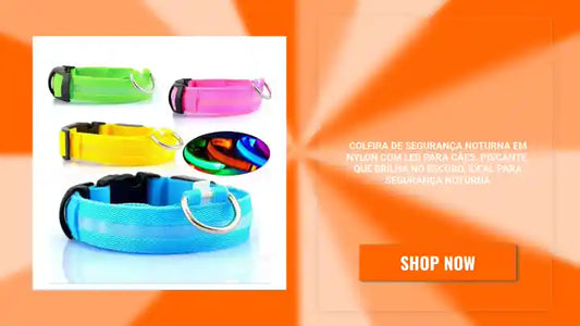 Coleira de segurança noturna em nylon com LED para cães, piscante, que brilha no escuro, ideal para segurança noturna by@Outfy