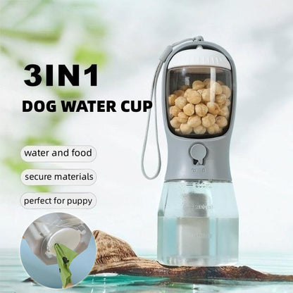 Bouteille d'eau et tasse 3 en 1 pour chien et chat