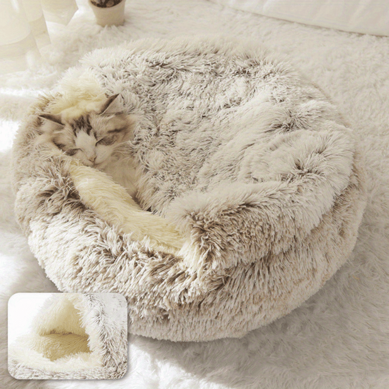 Cama redonda de peluche para animais de estimação