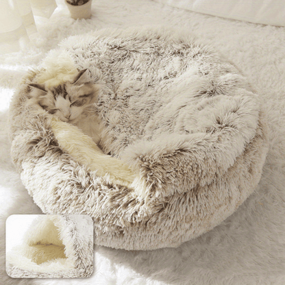 Cama redonda de peluche para animais de estimação