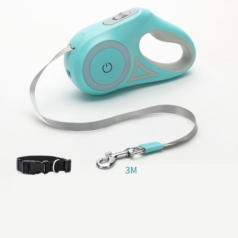 Retractable Dog Leash and Automatic Spotlight Collar