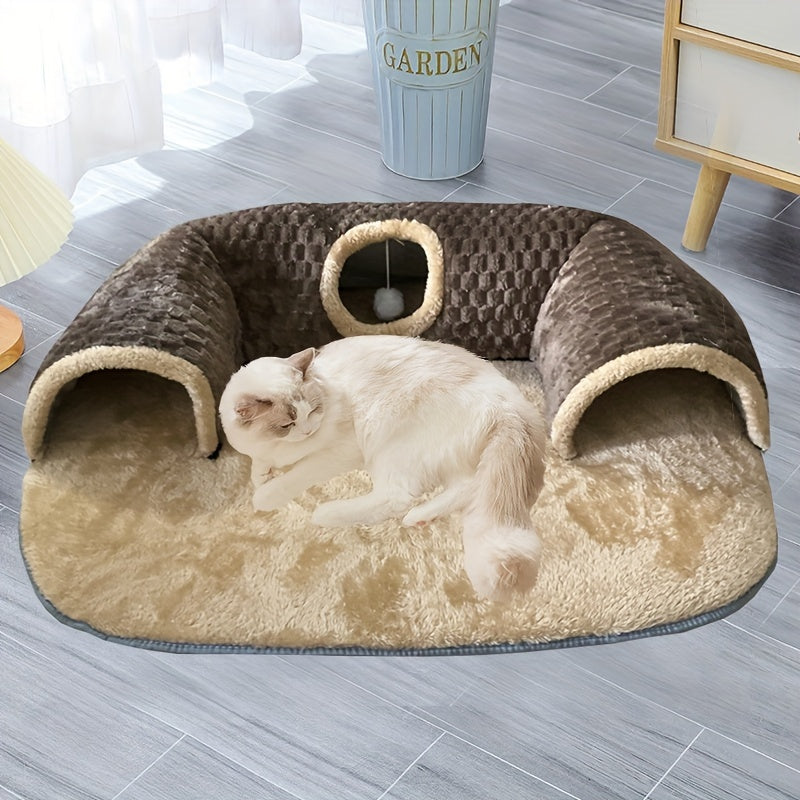 Túnel e cama aconchegantes para gatos