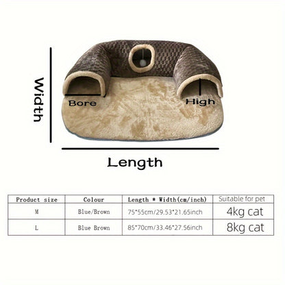 Túnel e cama aconchegantes para gatos