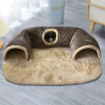 Túnel e cama aconchegantes para gatos
