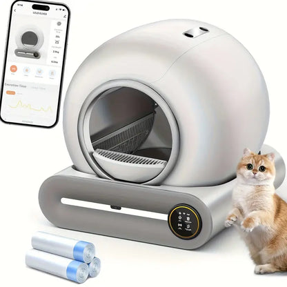 Caixa de areia para gatos autolimpante DOEL 65L App Control 2.4G WiFi