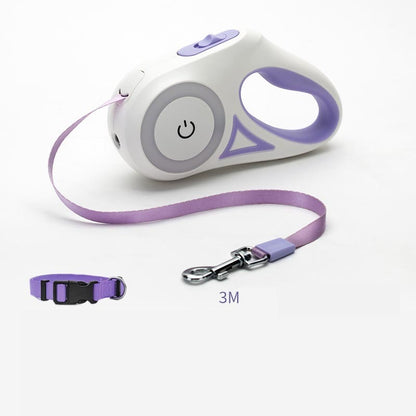 Retractable Dog Leash and Automatic Spotlight Collar