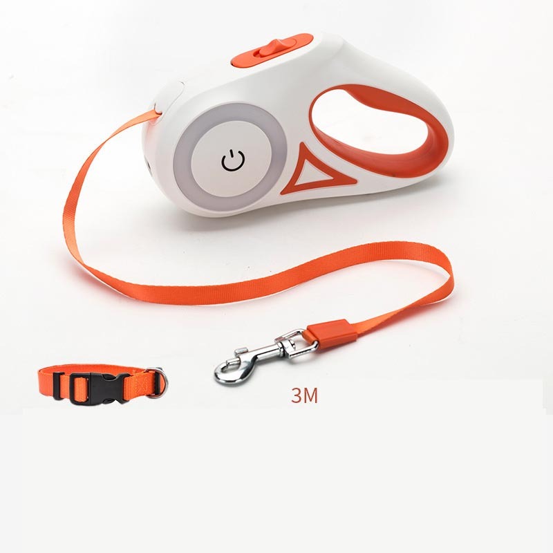 Retractable Dog Leash and Automatic Spotlight Collar
