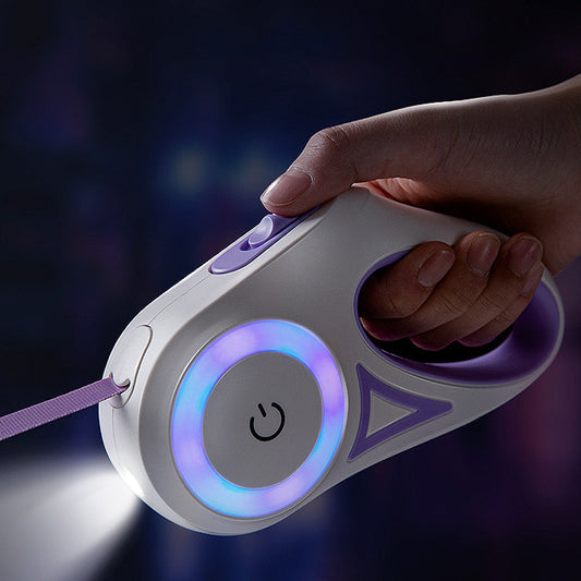 Coleira retrátil para cães e coleira com holofote automático