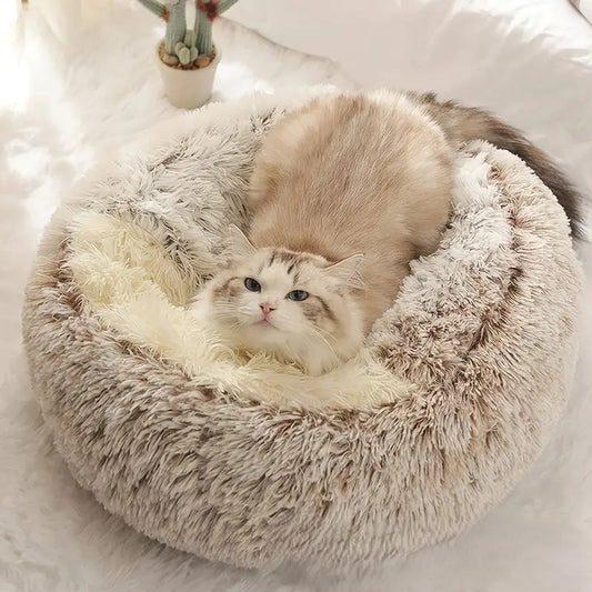Lit rond en peluche pour animaux de compagnie