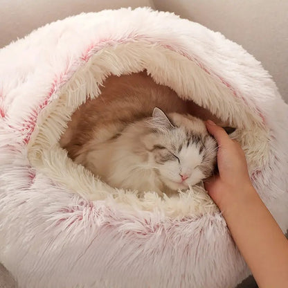 Cama redonda de peluche para animais de estimação