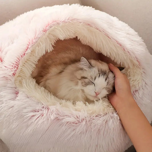 Lit rond en peluche pour animaux de compagnie