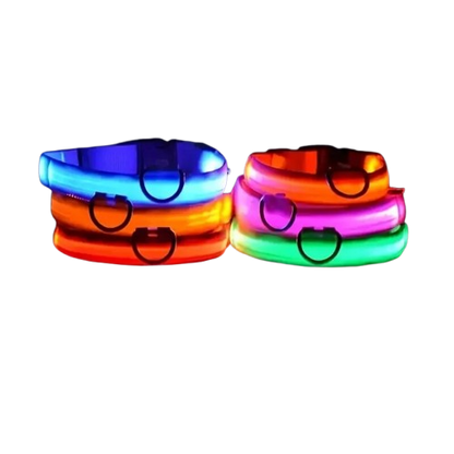 Coleira de segurança noturna em nylon com LED