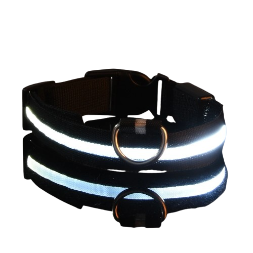 Coleira de segurança noturna em nylon com LED