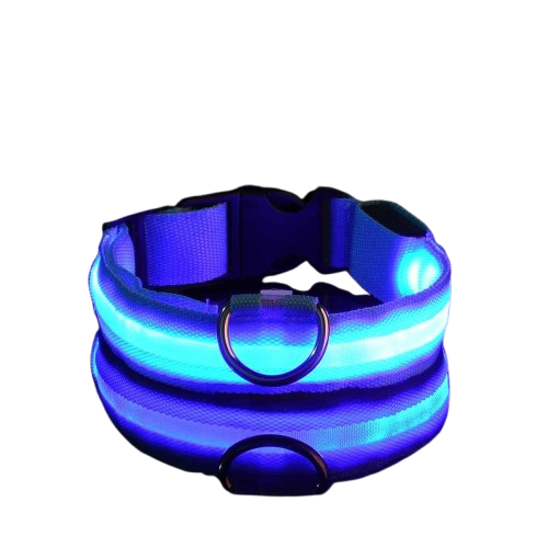Coleira de segurança noturna em nylon com LED