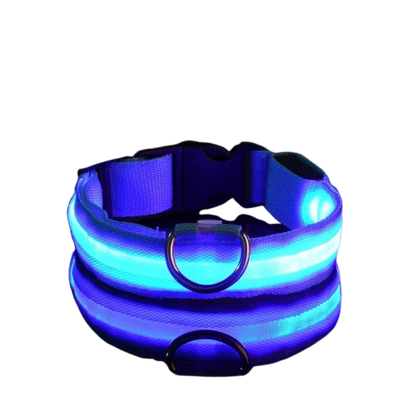Coleira de segurança noturna em nylon com LED