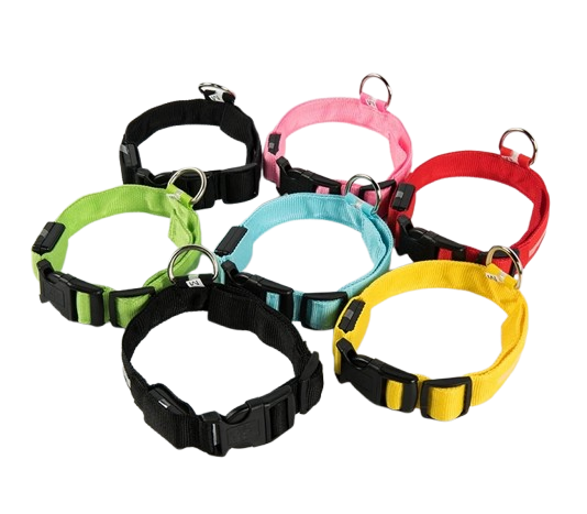 Coleira de segurança noturna em nylon com LED