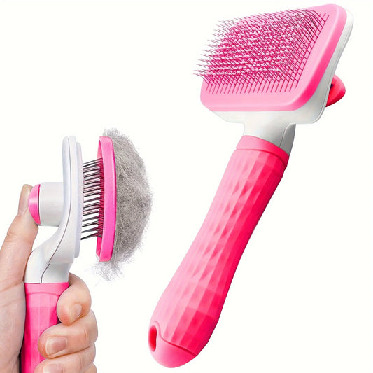 Self-cleaning brush for removing pet hair, hair removal brush for cats and dogs, pet grooming accessories.