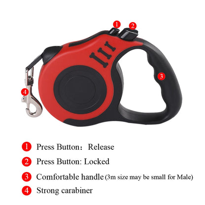 Laisse rétractable automatique en nylon pour chiens et chats