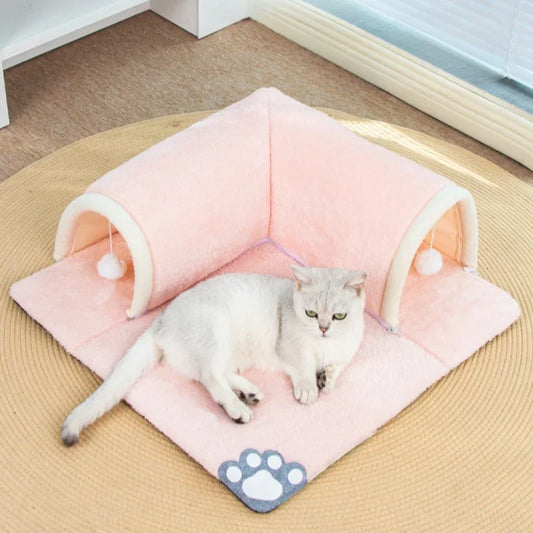 V-shaped cat tunnel bed