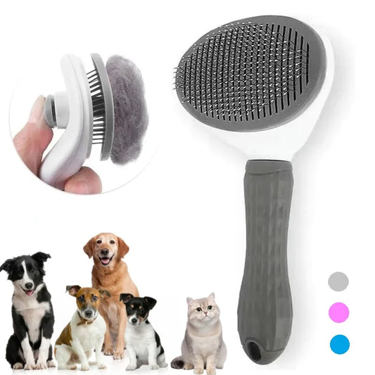 Self-cleaning brush for removing pet hair 