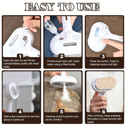 Escova Premium antiestática e de sucção para cães e gatos, recarregável através de USB-C