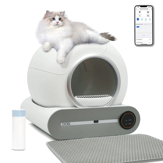 Caixa de areia para gatos autolimpante DOEL 65L App Control 2.4G WiFi