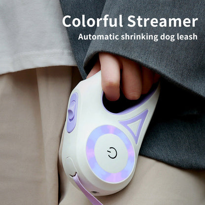Retractable Dog Leash and Automatic Spotlight Collar