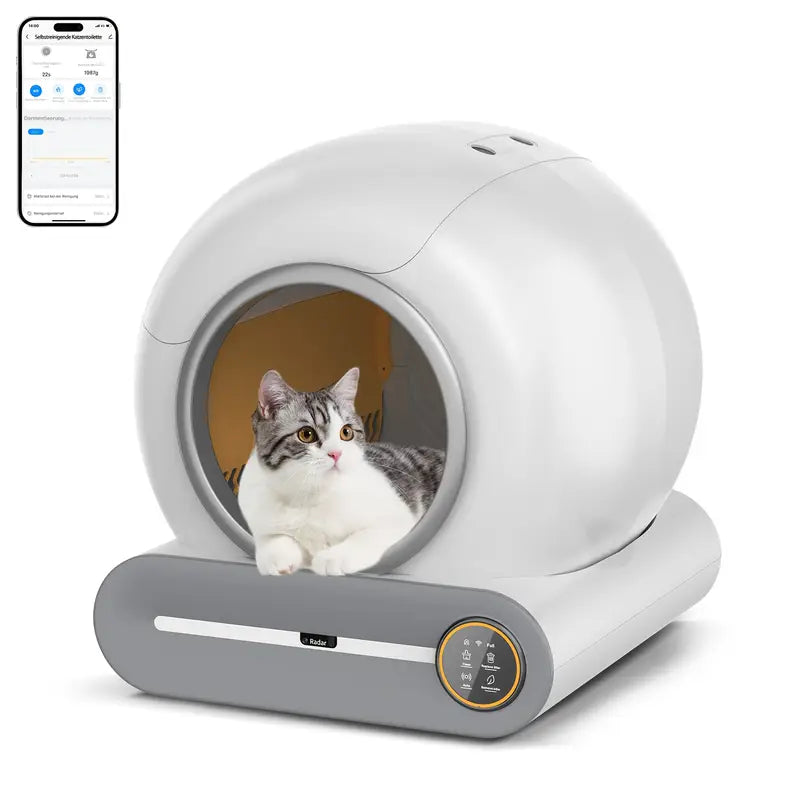 Caixa de areia para gatos autolimpante DOEL 65L App Control 2.4G WiFi