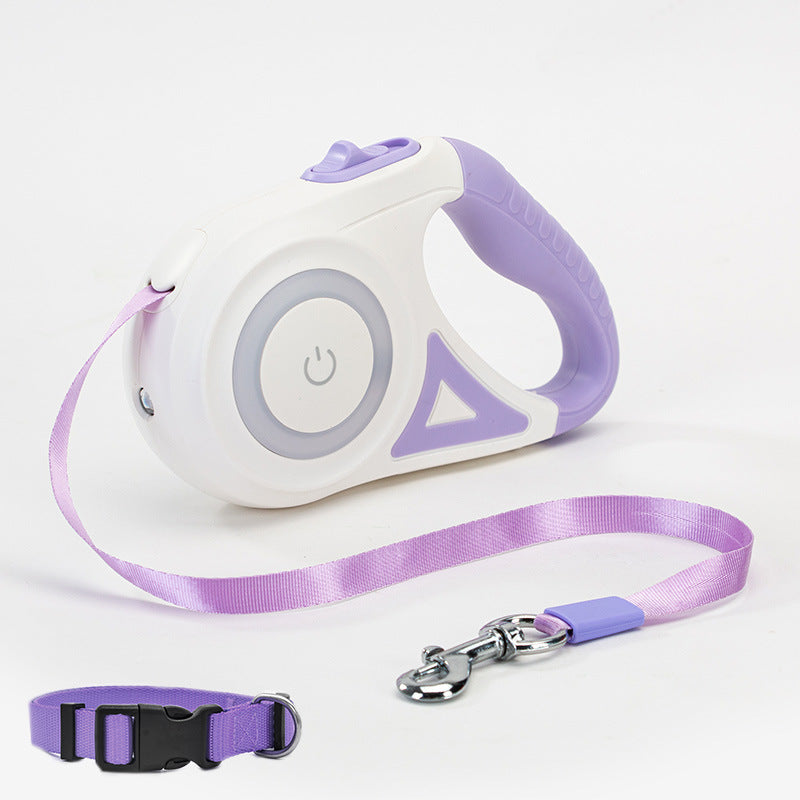 Retractable Dog Leash and Automatic Spotlight Collar