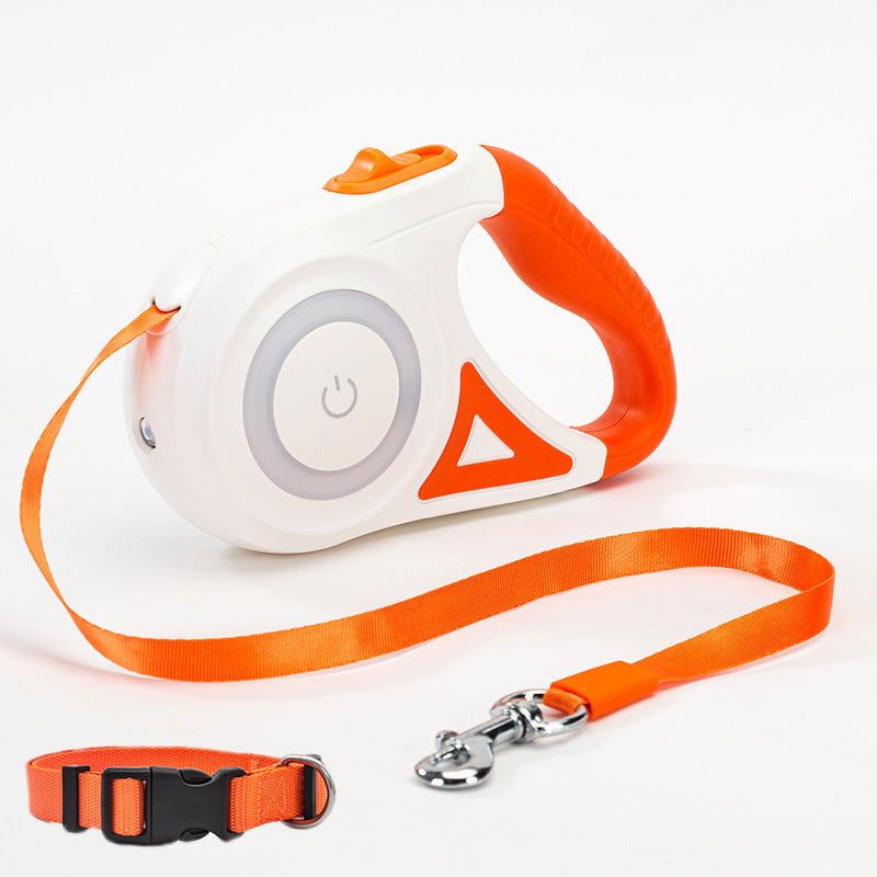 Retractable Dog Leash and Automatic Spotlight Collar