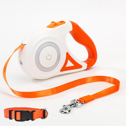 Retractable Dog Leash and Automatic Spotlight Collar