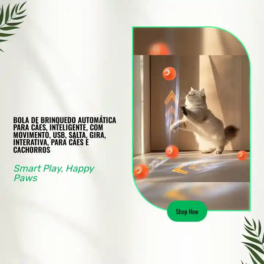 Bola de brinquedo autom&aacute;tica para c&atilde;es, inteligente, com movimento, USB, salta, gira, interativa, para c&atilde;es e cachorros by@Outfy